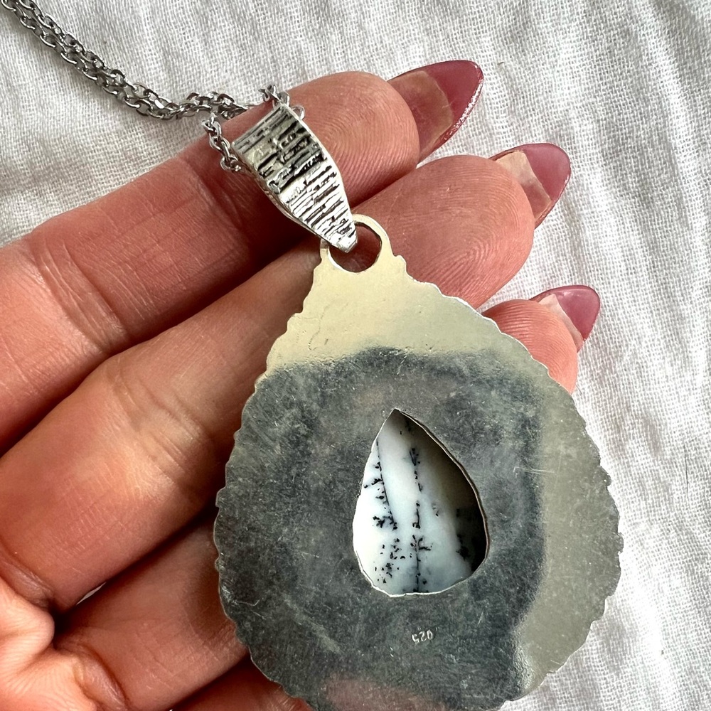 925 Stunning! Dendritic Agate Statement Piece Nec… - image 6